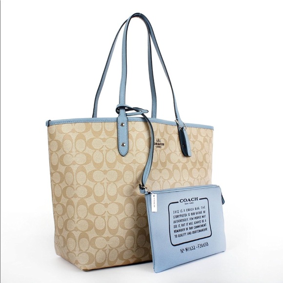 Coach Reversible City Tote Handbag Cornflower - Picture 5 of 7